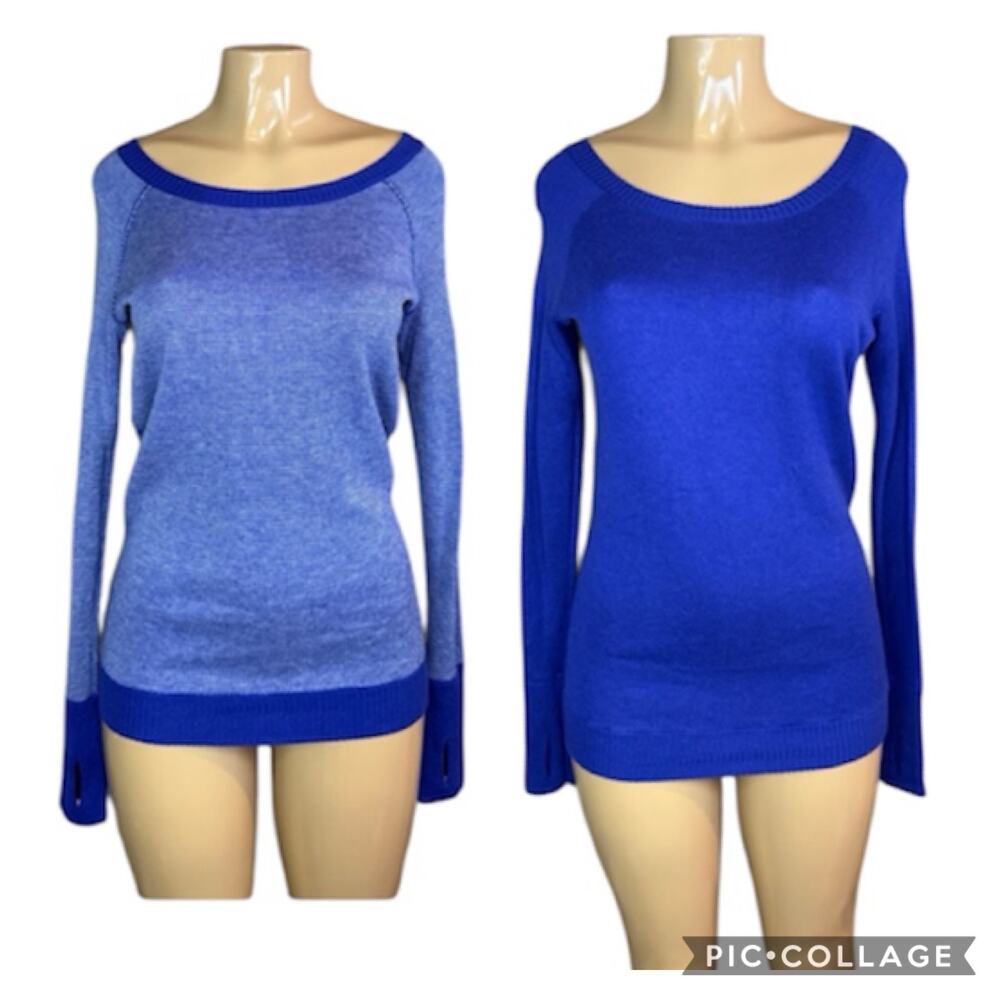 Lululemon Chai Time Pullover II Reversible Sweater Blue White Stripe Size 4 6